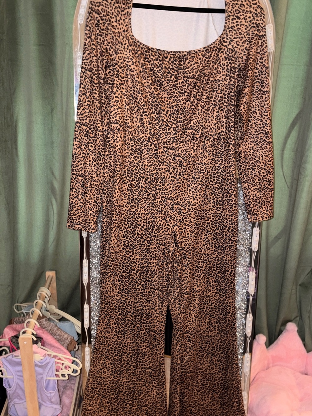 Leopard Print Long Sleeve Jumpsuit